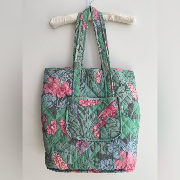 Creation Alpac Handbags - CREATION ALPAC Quilted Fabric Tote Bag Floral Parrot Pattern Beach Market Bag